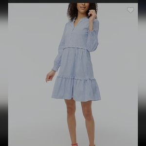 STRIPED MINI DRESS WITH RUFFLE TRIM J. CREW FACTORY